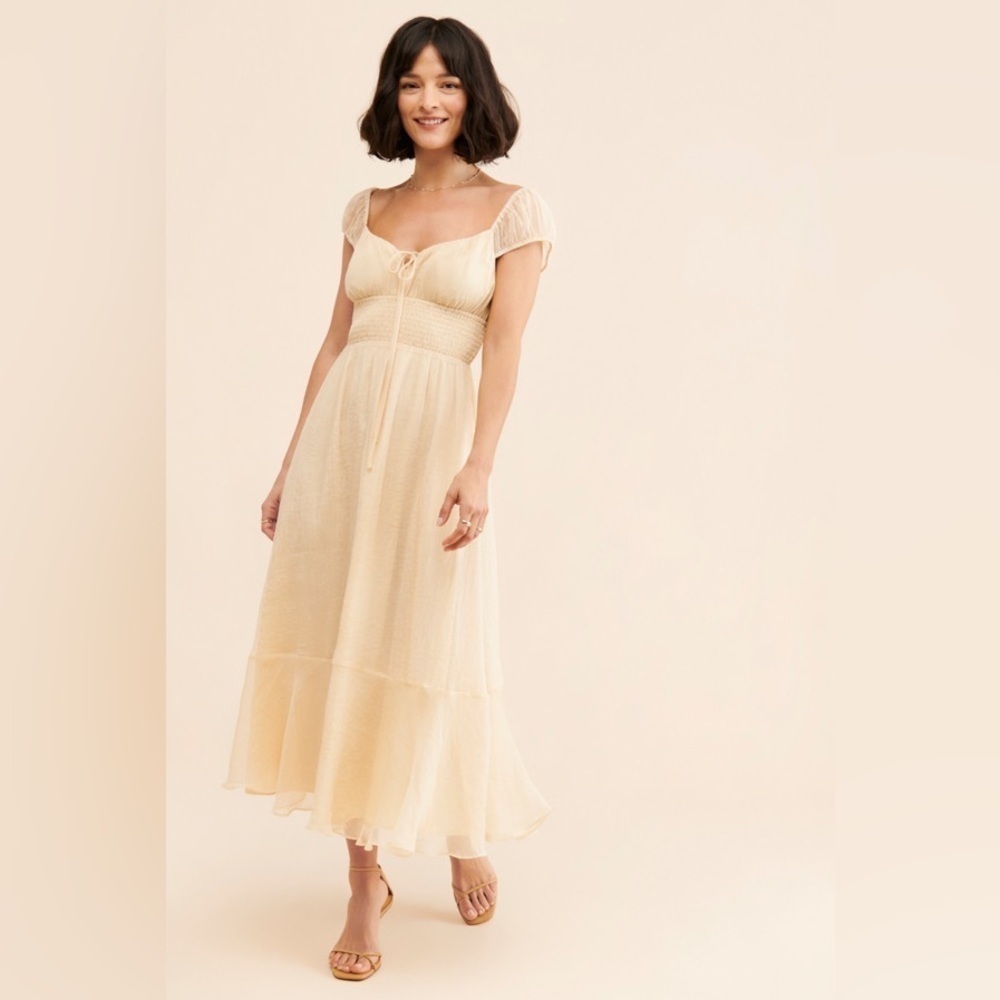 Hutch Cap Sleeve Maxi Dress in lemon size XL